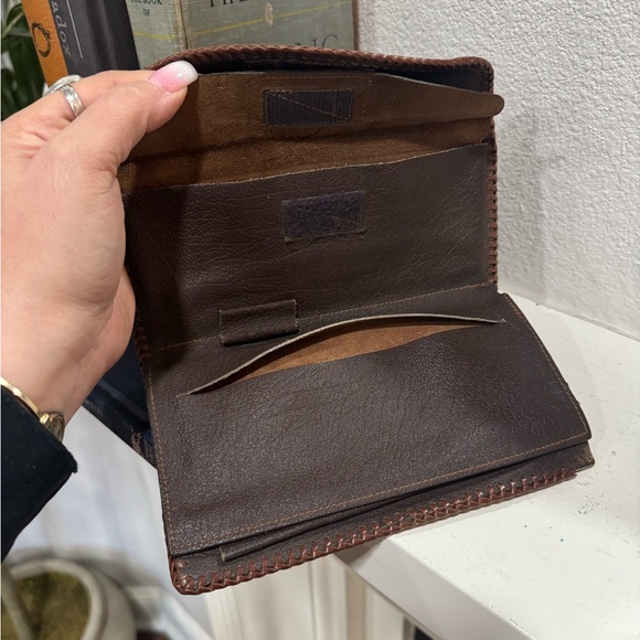 Vintage Brown Leather tooled wallet horse Clutch - Picture 5 of 7